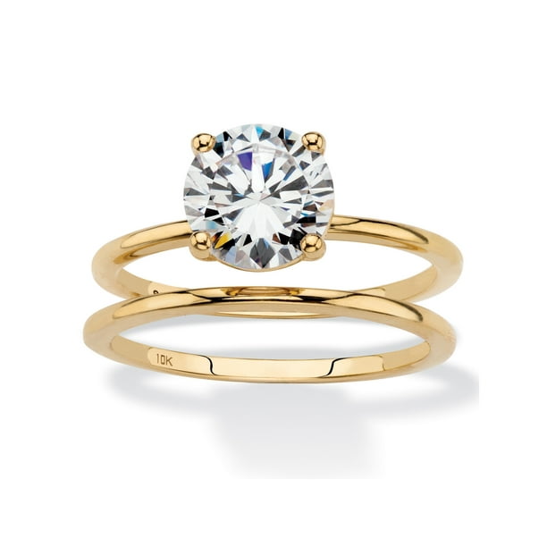 10K Yellow Gold Round Cubic Zirconia 2 Piece Solitaire Bridal Ring Set Size 9 10K Yellow Gold Round Cubic Zirconia 2 Piece Solitaire Bridal Ring Set Size 9